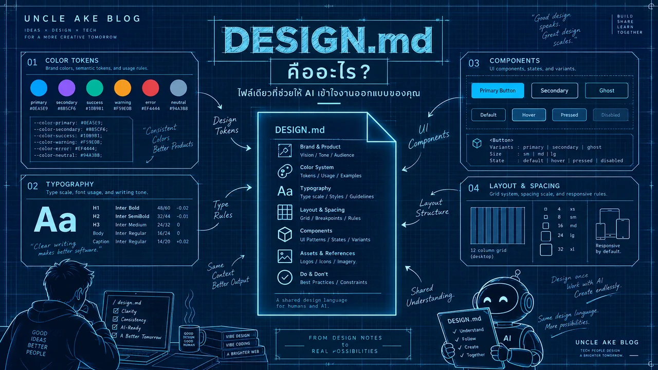 ภาพประกอบ DESIGN.md คืออะไร? ใช้อย่างไรตอน Vibe Design และ Vibe Coding