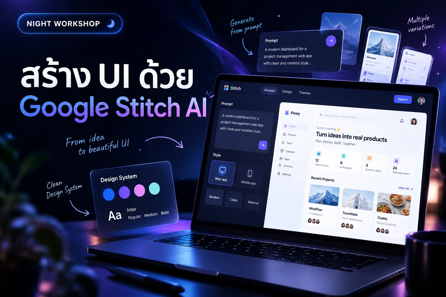 ตัวอย่างหน้า UI ที่สร้างด้วย Google Stitch AI